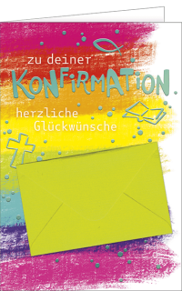 Konfirmationskarte mit christlichen Motiven