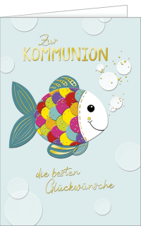 Kommunionskarte Regenbogenfisch
