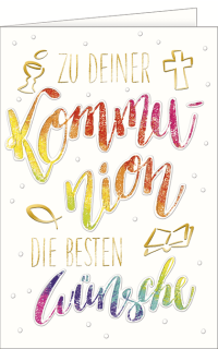 Kommunionskarte Lettering bunt