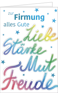 Firmungskarte Regenbogenschrift