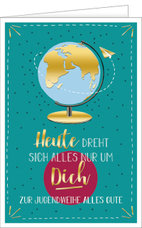 Jugendweihekarte Weltkugel
