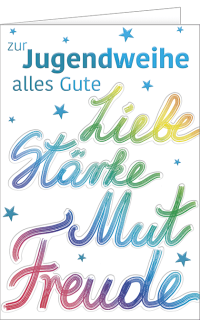 Jugendweihekarte Regenbogenschrift