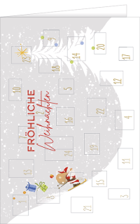 Adventskalender Weihnachtsmann auf Skiern