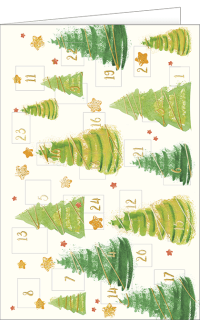 Adventskalenderkarte Weihnachtsb&auml;ume