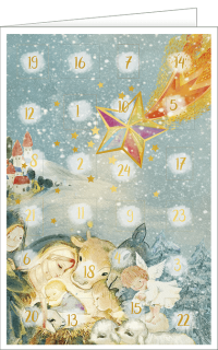 Adventskalender modern Christlich-weihnachtliches Motiv mit Stern von Bethlehem und Krippe