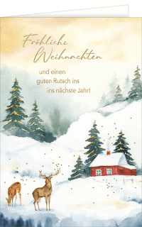 Weihnachtskarte Berghütte