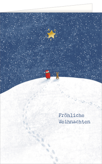 Weihnachtskarte mit Weihnachtsmann und Hase