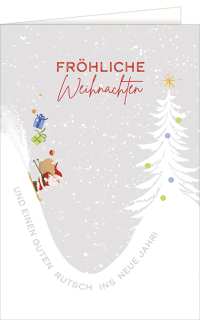 Weihnachtskarte Weihnachtsmann auf Skiern