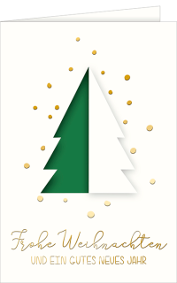 Weihnachtskarte „3D-Tannenbaum mit Goldprägung“