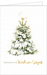 Weihnachtskarte verschneiter Christbaum