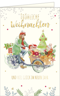 Weihnachtskarte Lastenfahrrad