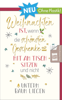 Weihnachtskarte ohne Plastik - Spruch mit Muster