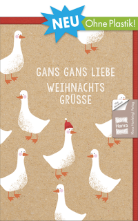 Weihnachtskarte ohne Plastik - Gans mit Text