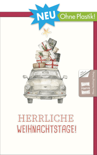 Weihnachtskarte ohne Plastik - Auto Motiv