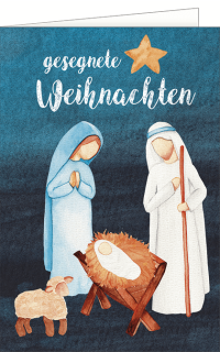 Weihnachtskarte Krippe mit Text
