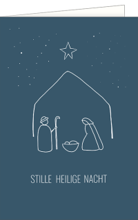 Weihnachtskarte mit Krippenmotiv und Text "Stille Heilige Nacht"