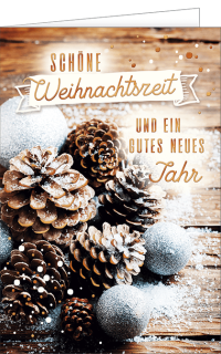Weihnachtskarte Tannenzapfen mit Text