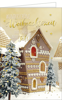 Weihnachtskarte Haus mit Text