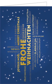 Weihnachtskarte international blau