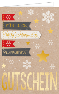 Weihnachtsgutschein mit Wimpel