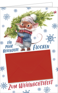Weihnachtskarte mit einer Maus und einem Kuvert