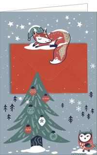 Weihnachtskarte mit einem Kuvert und einem Wuchs