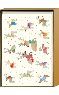 Weihnachtskarte im Set: Bunte Rentiere
