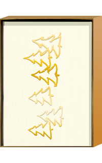 6er Set Weihnachtskarten Tannenbaum Gold