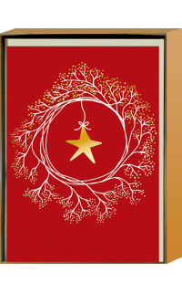 Kartenset: Weihnachtskarte Kranz mit Stern