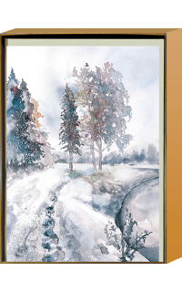Kartenset: Weihnachtskarte Waldweg