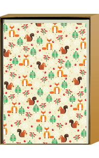 Weihnachtskartenbox Fuchs und Eichhörnchen