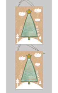 2er Set Geschenkanhänger Weihnachten mit 3D Baum