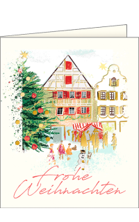 Weihnachtskarte Miniformat | Bunte H&auml;user