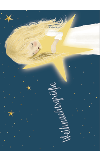 Weihnachtspostkarte Engel mit Stern 