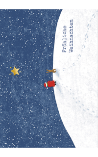 Weihnachtspostkarte mit Weihnachtsmann und Hase