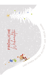 Weihnachtspostkarte Weihnachtsmann auf Skiern