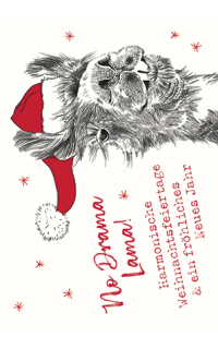 Weihnachtspostkarte Drama Lama