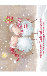 Weihnachtspostkarte Schafe