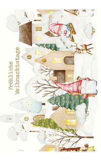 Weihnachtspostkarte winterliche Stadt