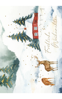 Weihnachtspostkarte Berghütte