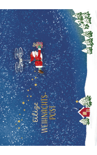 Weihnachtspostkarte Weihnachtsmann mit Propeller