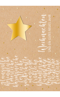 Weihnachtspostkarte mit goldenem Stern