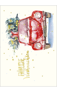 Postkarte aquarell VW Käfer mit Text