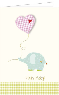 Geburtskarte Elefant mit Luftballon