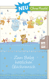 Geburtskarte Wäscheleine hellblau