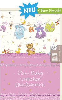 Geburtskarte W&auml;scheleine rosa