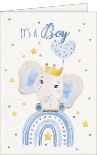 Babykarte "It´s a boy" mit Elefant