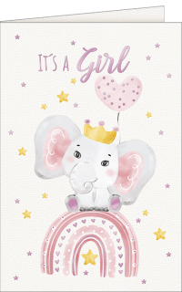 Babykarte "It´s a girl" mit Elefant