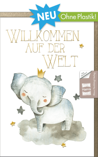 Babykarte mit Elefantenbaby ohne Plastik