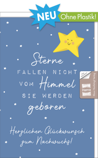 Babykarte mit Text und gelben Stern ohne Plastik